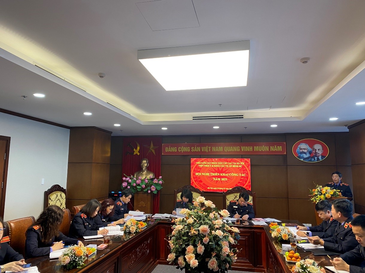 Hội nghị triển khai công tác năm 2023 của viện thực hành quyền công tố và kiểm sát xét xử các vụ án hình sự - Viện kiểm sát nhân dân cấp cao tại Hà Nội Hội nghị triển khai công tác năm 2023 của viện thực hành quyền công tố và kiểm sát xét xử các vụ án hình sự - Viện kiểm sát nhân dân cấp cao tại Hà Nội